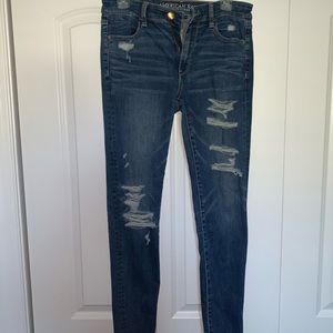 American Eagle Blue Distressed Jeggings